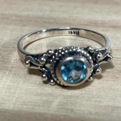 Blue Topaz Sterling Ring 8