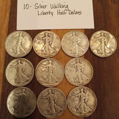 10 walking liberty half dollars
