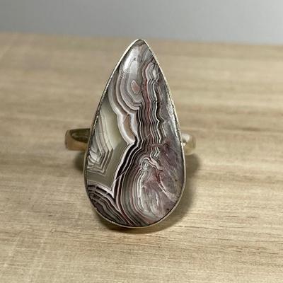 Crazy Lace Agate Sterling silver ring 9