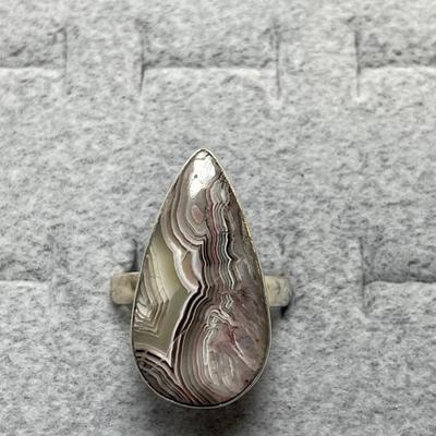 Crazy Lace Agate Sterling silver ring 9