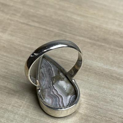 Crazy Lace Agate Sterling silver ring 9