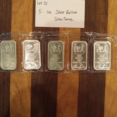 5. 1 ounce silver bars