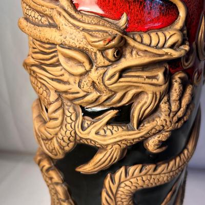 Always Azul Pottery Ornate Dragon Adorned Vase (LR-RG)