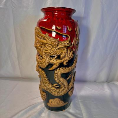 Always Azul Pottery Ornate Dragon Adorned Vase (LR-RG)
