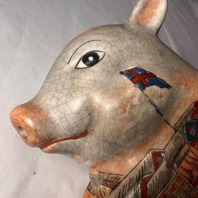 Vintage Chinese Famille Rose Lucky Pig Figurine (LR-RG)