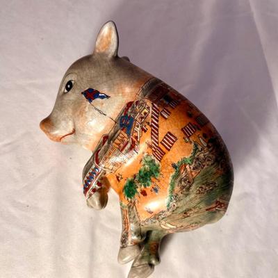 Vintage Chinese Famille Rose Lucky Pig Figurine (LR-RG)