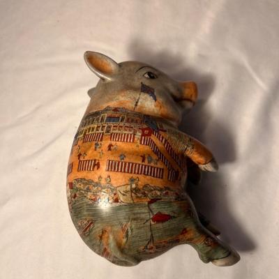 Vintage Chinese Famille Rose Lucky Pig Figurine (LR-RG)