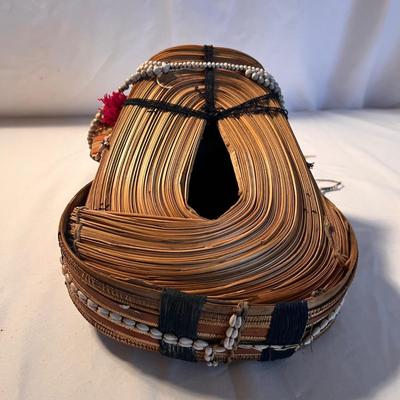 Tribal Headdress Made W/ Natural Fibers (LR-RG)