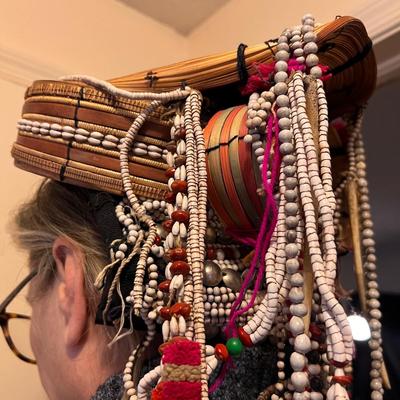 Tribal Headdress Made W/ Natural Fibers (LR-RG)