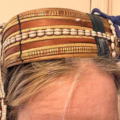 Tribal Headdress Made W/ Natural Fibers (LR-RG)