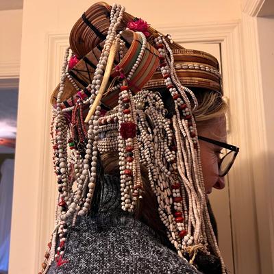 Tribal Headdress Made W/ Natural Fibers (LR-RG)