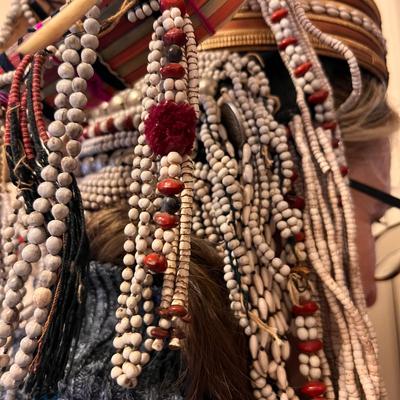 Tribal Headdress Made W/ Natural Fibers (LR-RG)