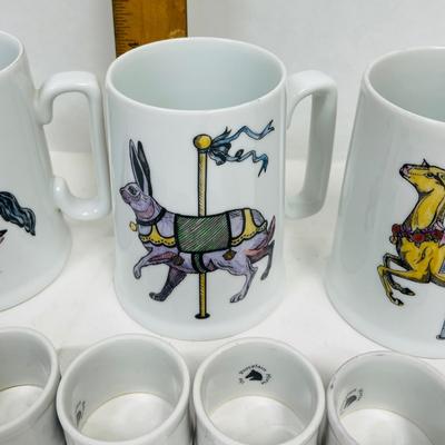 Ceramic Carousel Cups and Napkin Rings