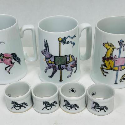 Ceramic Carousel Cups and Napkin Rings
