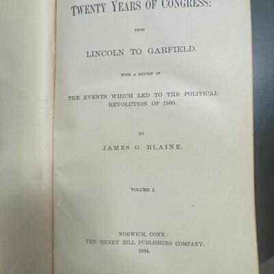 Vintage Antique Books: 20 Years of Congressional History 1861-1881