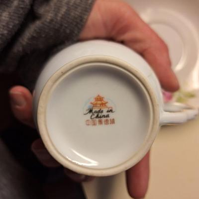 Vintage WWII Era Chinese Demitasse Tea Cup and Saucer Fine China Cup Saucer