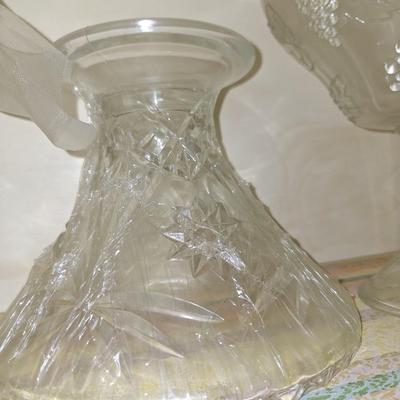 2 Vtg Anchor Hocking Star of David Punch Bowl Base