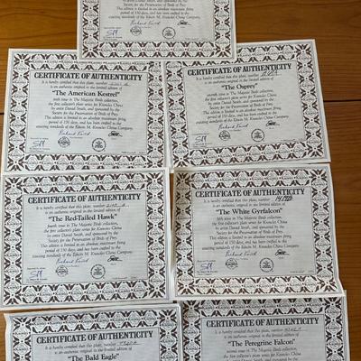 (8) The Majestic Birds Collection by Daniel Smith w/ Certificate of Authenticity