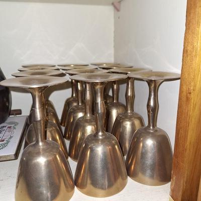 Dozen Brass Wine Glasses