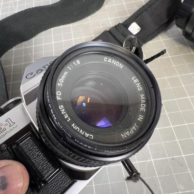 CANNON AW-1 35mm Film Camera with 2 Lenses