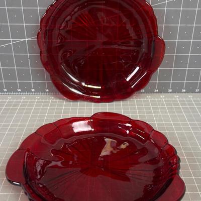 2 Ruby Red Desert Plates 