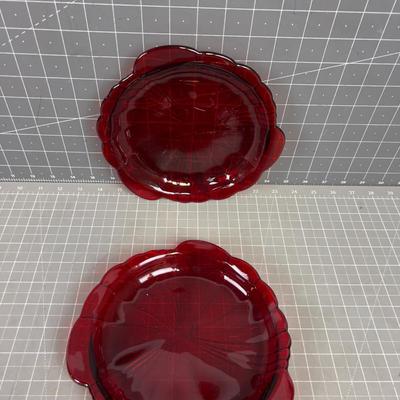 2 Ruby Red Desert Plates 