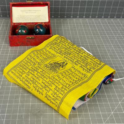 Singing Bowls and Tibet Prayer Flag