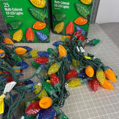 6 Strings of Multi Colored Christmas Lights (2 New) 