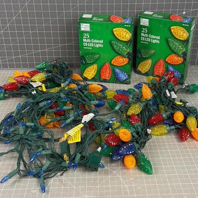 6 Strings of Multi Colored Christmas Lights (2 New) 