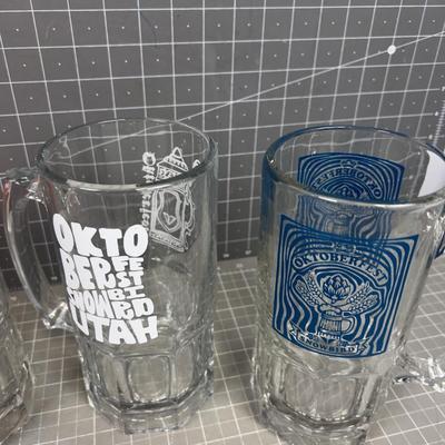 (4) Collectible OCTOBER FEST from SNOWBIRD Large Glass Steins