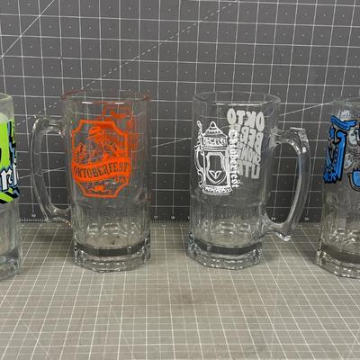 (4) Collectible OCTOBER FEST from SNOWBIRD Large Glass Steins