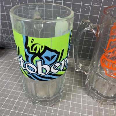 (4) Collectible OCTOBER FEST from SNOWBIRD Large Glass Steins