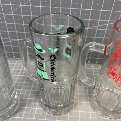 (5) Collectible OCTOBER FEST from SNOWBIRD Medium Glass Steins