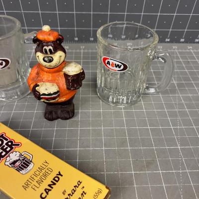 Awesome! A & W Bear Cast Iron, Minatare Mugs and Candy 