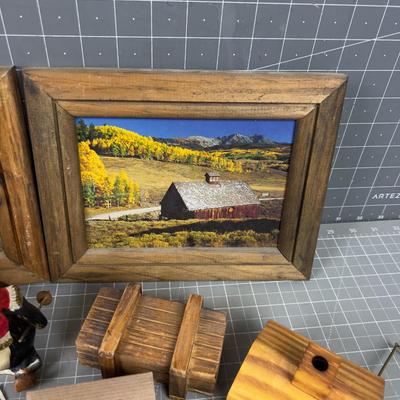 Lot of Rustic Décor' Including Snowbird Ornaments and penguins 