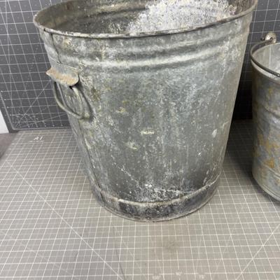 2 Galvanized Pails 
