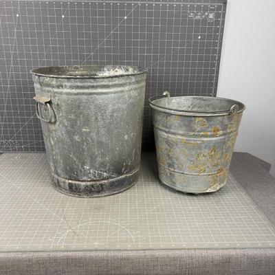 2 Galvanized Pails 
