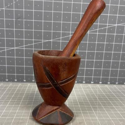 Carved Wood Mortar and Pestle 
