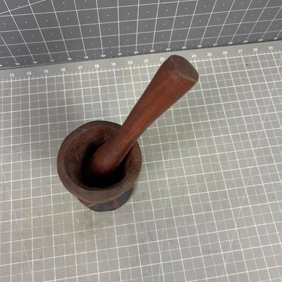 Carved Wood Mortar and Pestle 