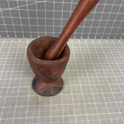 Carved Wood Mortar and Pestle 