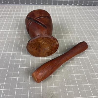 Carved Wood Mortar and Pestle 