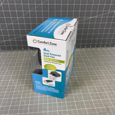 Comfort Zone 4" Desk Fan NEW 