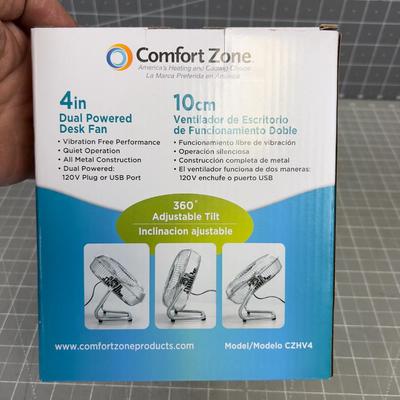 Comfort Zone 4" Desk Fan NEW 