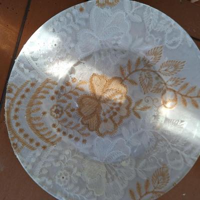 Gold/ Yellow doily flower pattern plate