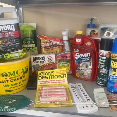 ALL SORTS OF GOOD STUFF FOR TAKING OUT BUGS AND RODENTS, EVEN AN ACCURITE THERMOMETER