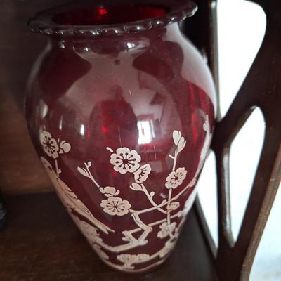 Red Etched Vase