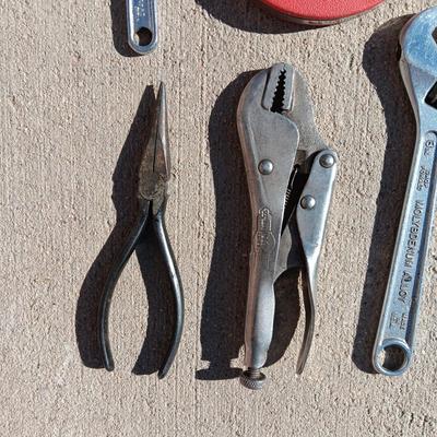 CRESCENT WRENCHES, VISE GRIPS, 100 FT MEASURING TAPE AND MORE