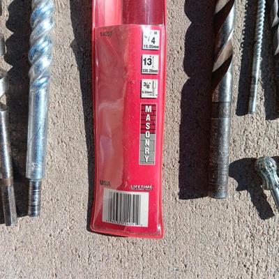 VARIETY OF DRILL BITS, TAPE MEASURE, PLIERS, AWLS AND MORE