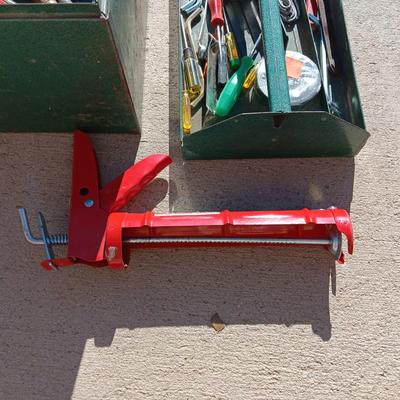 NICE TURNER METAL TOOL BOX WITH SHELF AND SOME HAND TOOLS