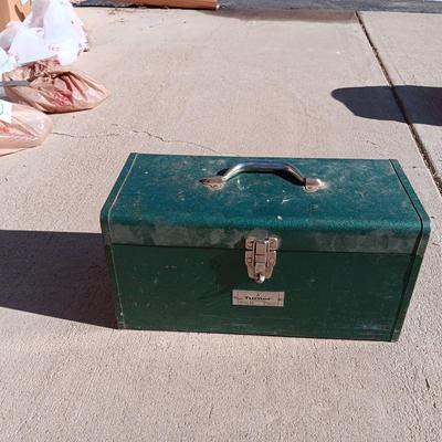 NICE TURNER METAL TOOL BOX WITH SHELF AND SOME HAND TOOLS